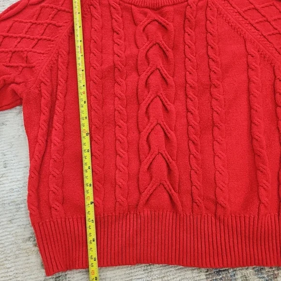 Tahari Women's Cable Knit Red‎ Sweater Size Large - Picture 6 of 7